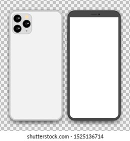 Phones placed separately with backgrounds, vector.