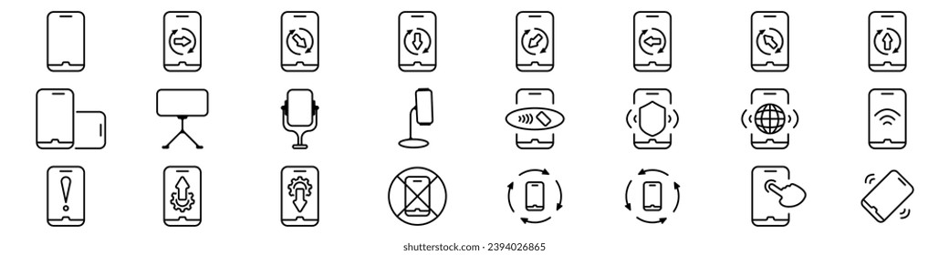 Phones vector set of black icons. collection of smartphones for various tasks vector. Set of web icons for social networks and sites. Smartphones icons of communication and communication. Internet log