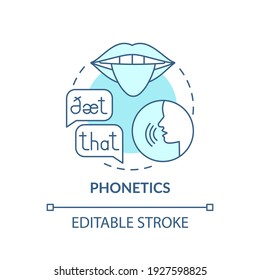 Phonetics concept icon. Language learning category idea thin line illustration. Acoustic qualities. Human sounds study. Speech sounds. Vector isolated outline RGB color drawing. Editable stroke