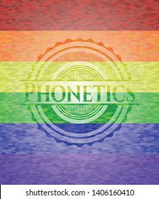 Phonetics lgbt colors emblem. Vector Illustration. Mosaic.