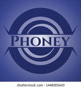 Phoney badge with denim background. Vector Illustration. Detailed.