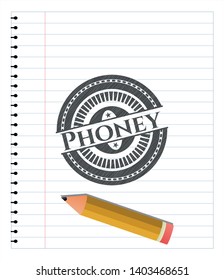 Phoney emblem drawn in pencil. Vector Illustration. Detailed.