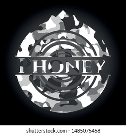 Phoney grey camo emblem. Vector Illustration.