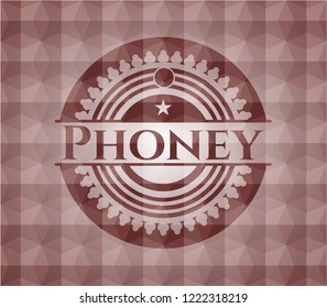 Phoney red emblem with geometric pattern. Seamless.