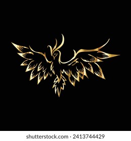 Phonix golden tattoo of a rooster on a black background Phonix fire vector logo template illustration  suitable for business