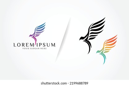 Phonix vector design, Unique abstract geometric logo design, suitable for Logo, brand, mascot, etc. Type: Vector Illustration.