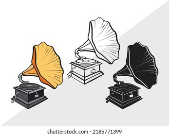 Ilustración de vectores imprimibles de SVG Clipart Phonograph