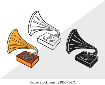 Phonograph Clipart SVG Printable Vector Illustration