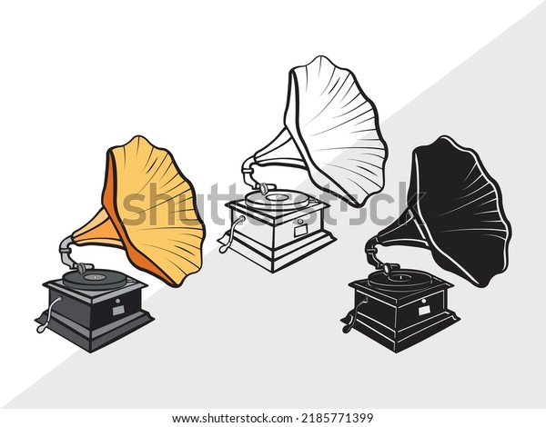 Phonograph Clipart Svg Printable Vector Illustration 库存矢量图（免版税）2185771399 | Shutterstock