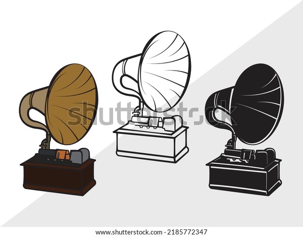Phonograph Clipart Svg Printable Vector Illustration 库存矢量图（免版税）2185772347 | Shutterstock