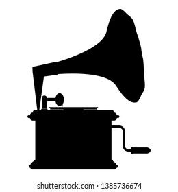 Phonograph Gramophone vintage Turntable for vinyl records icon black color vector illustration flat style simple image