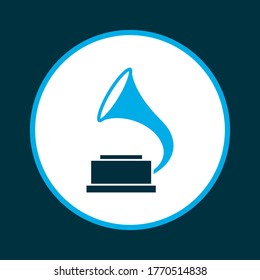 Phonograph icon colored symbol. Premium quality isolated gramophone element in trendy style.