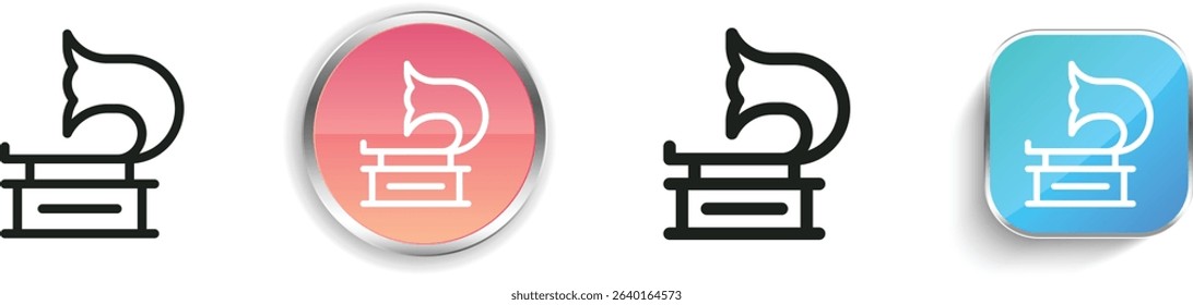 phonograph icon. Thin Linear, Regular and Button Style Design Isolated On White Background