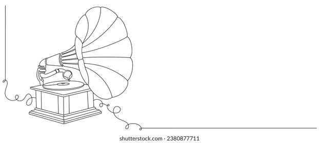 Phonograph line art style vector illustration