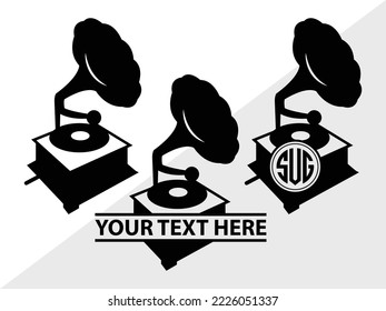 Phonograph Monogram Printable Vector Illustration