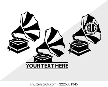 Phonograph Monogram Printable Vector Illustration