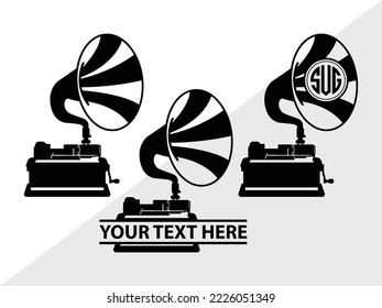 Phonograph Monogram Printable Vector Illustration