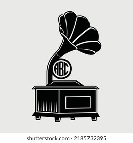 Phonograph Monogram SVG Printable Vector Design,