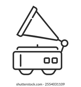 Phonograph outline icon, editable vector illustration and transparent graphic element. Isolated on white background