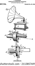Phonograph Patent, The patent was issued by the United States Patent Office.