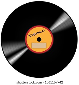 A phonograph record. black color with yellow and red label. A LP vinyl record in vector format EPS10
