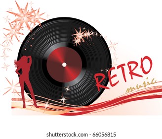 Phonograph record. Retro composition for banner. Vector