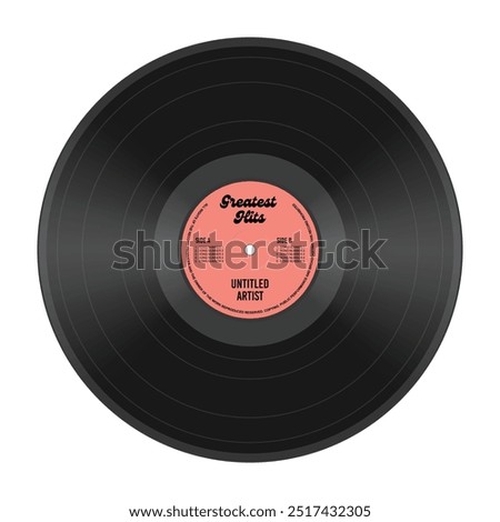 A phonograph record or a vinyl record. EPS 10 Vector Graphic Isolated on White Background.