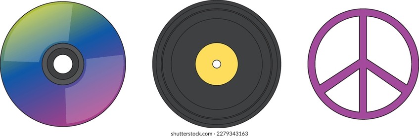 Phonograph record or vinyl record set illustration