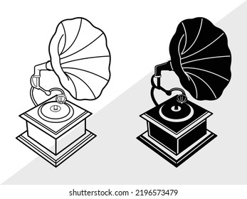 Phonograph SVG Printable Vector Illustration