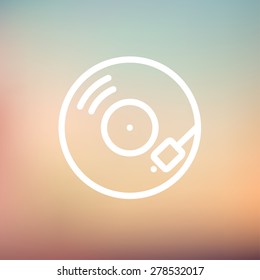 Phonograph turntable icon thin line for web and mobile, modern minimalistic flat design. Vector white icon on gradient mesh background.
