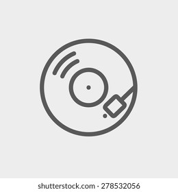 Phonograph turntable icon thin line for web and mobile, modern minimalistic flat design. Vector dark grey icon on light grey background.