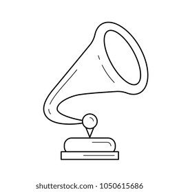 Phonograph vector line icon isolated on white background. Phonograph line icon for infographic, website or app. Icon designed on a grid system.