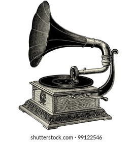 Phonograph - vintage engraved illustration - Catalog of a French department store - Paris 1909