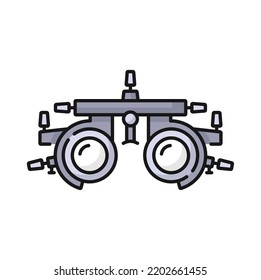 Phoropter icon, eye optometry and ophthalmology diagnostic test device, vector icon. Phoropter refractor with lenses for optical eyesight and eye vision medical examination