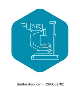 Phoropter, ophthalmic testing device machine icon. Outline illustration of phoropter, ophthalmic testing device machine vector icon for web
