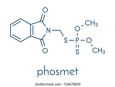 Phosmet organophosphate insecticide molecule. Skeletal formula.