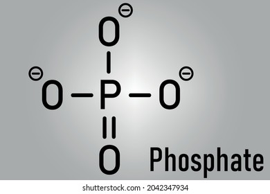 Phosphate anion, chemical structure. Skeletal formula.