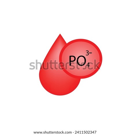 Phosphate electrolyte. Icon isolated on white background. Hyperphosphatemia and Hypophosphatemia. Phosphate excess and deficit electrolyte disorders. Scientific design. Vector illustration.