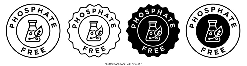 Phosphate free icon. No usage of calcium phosphate in cosmetic product symbol. Skin care or haircare shampoo or soap vector. phosphate free detergent powder sign