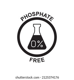 Phosphate free label icon in black flat glyph, filled style isolated on white background