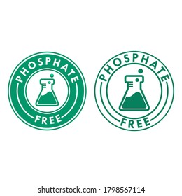 Phosphate free logo template illustration. Vector chemical test tube seal and phosphate free product warranty seal