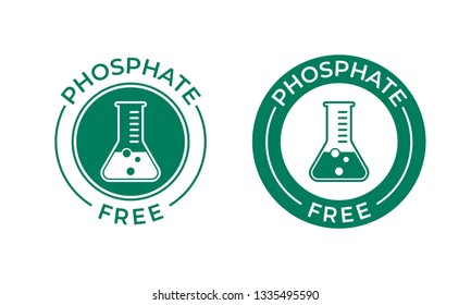 Phosphate free vector icon. Vector chemical test tube seal, phosphate free product warranty seal