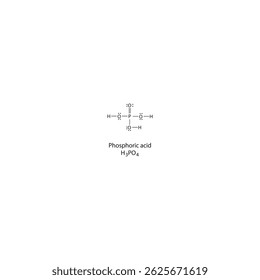 Estrutura de Lewis de ácido fosfórico. Ilustração esquemática química simples. Diagrama educacional
