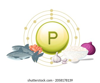 Cápsula de fósforo con estructura molecular y los productos en los que está contenida ilustración vectorial