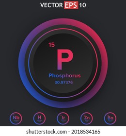 Phosphorus chemical element periodic table with color button option