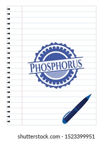 Phosphorus draw with pen effect. Blue ink. Vector Illustration. Detailed.