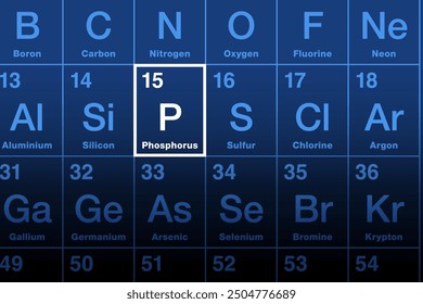 Phosphorus element on the periodic table. Chemical element with symbol P and atomic number 15. In Greek mythology the name means light-bearer, referring to Lucifer, the Morning Star, and planet Venus.