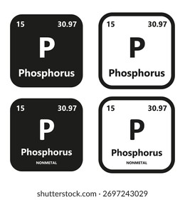Phosphorus Element vector symbol with atomic number, atomic mass and chemical group block