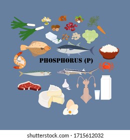 Phosphorus mineral illustration on the blue background. Vector illustration