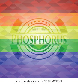 Phosphorus on mosaic background with the colors of the LGBT flag